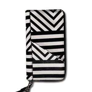 Black & White Striped Wristlet Clutch Wallet